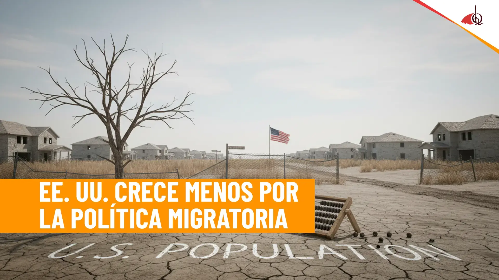 Árbol seco como símbolo del estancamiento del crecimiento poblacional en Estados Unidos tras la caída de la migración