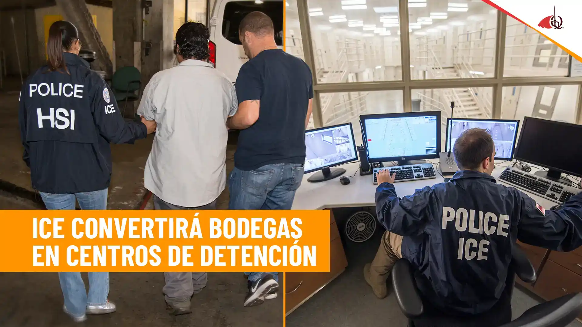Bodega usada como centro de detención con agentes de ICE