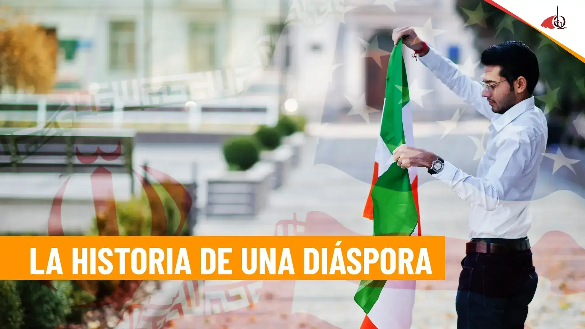 migrante iraní en estados unidos sosteniendo una bandera de su pais