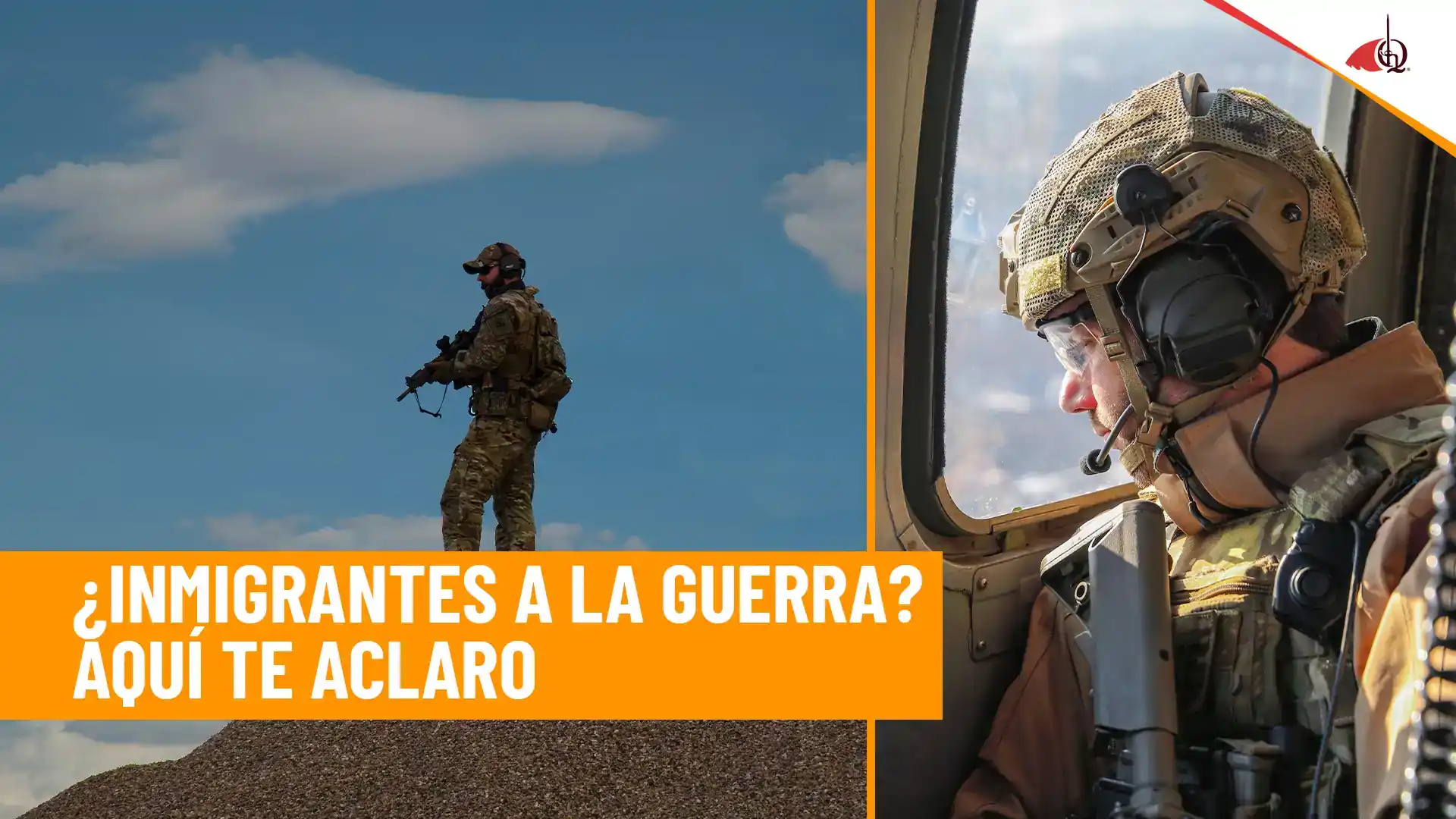 Personas immigrates con uniforme militar haciendo referencia indocumentados reclutados por el selective service.