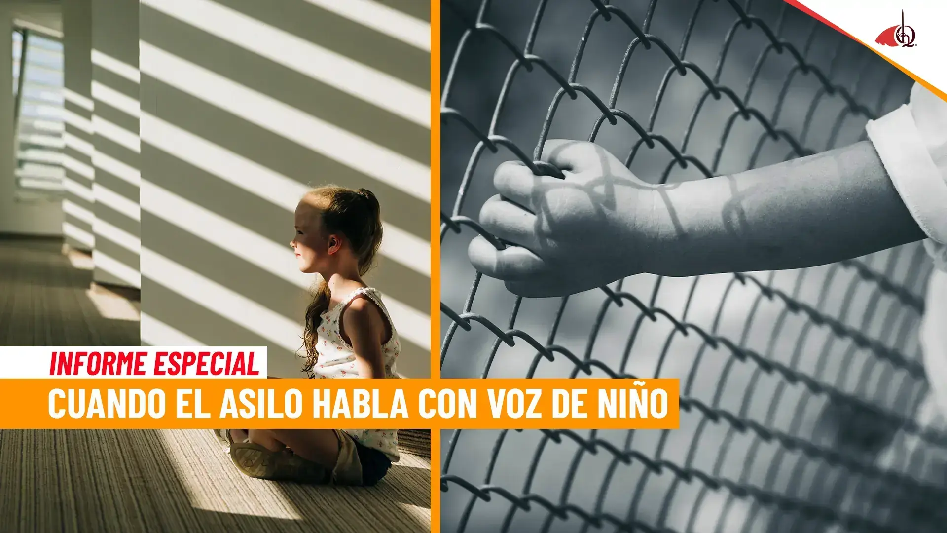 Niña sentada en el suelo junto a una reja simbolizando el impacto del asilo infantil y la crisis migratoria en niños inmigrantes