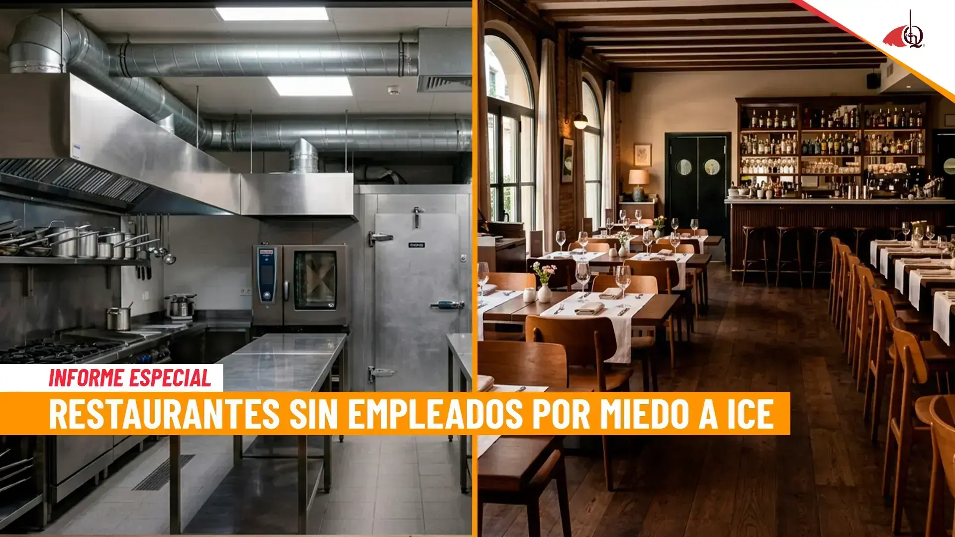Cocina y restaurante vacíos por falta de empleados.