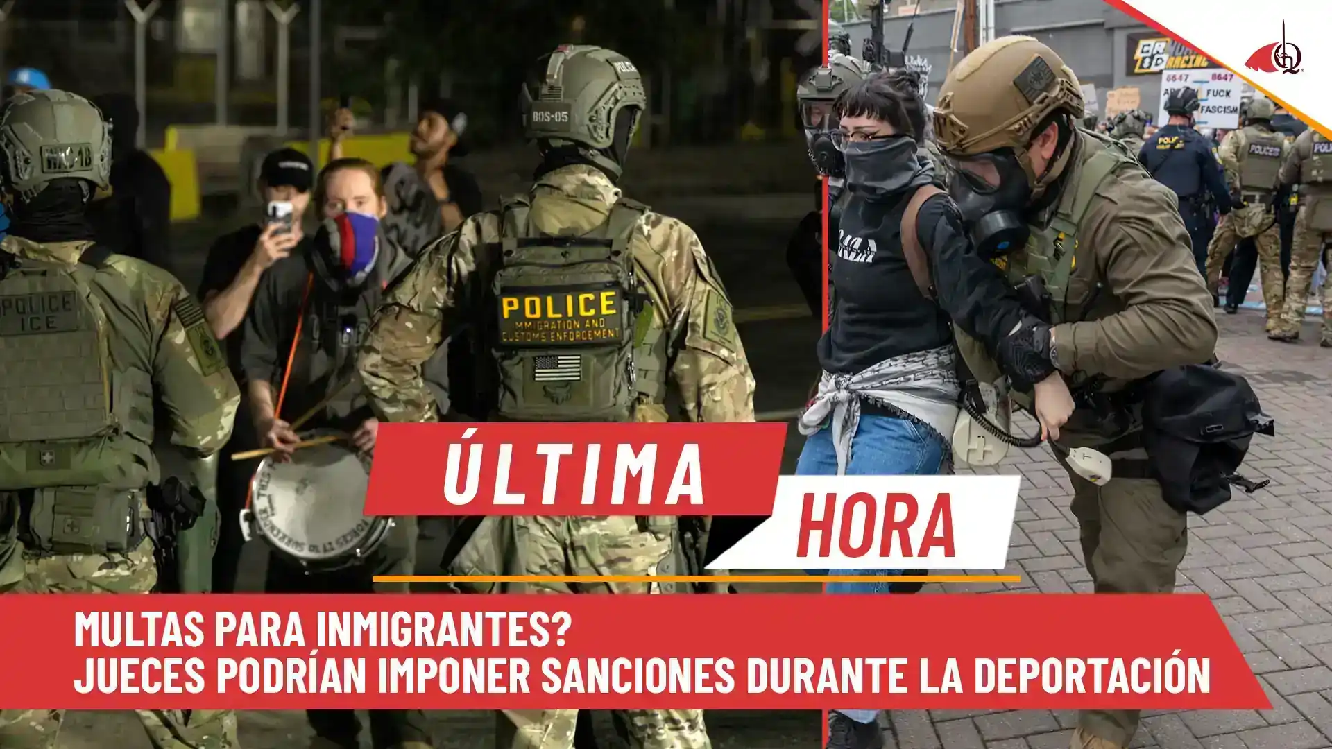 Policías de inmigración detienen a una persona durante un operativo de deportación