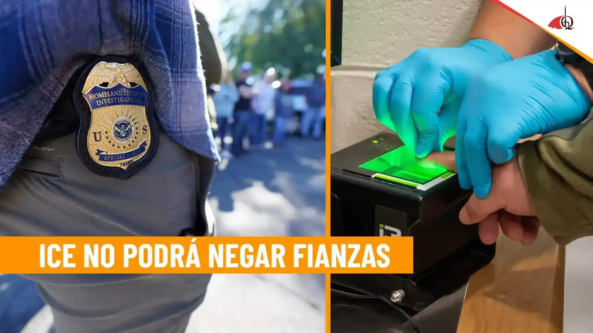 Agente de ICE y toma de huellas dactilares en un control migratorio