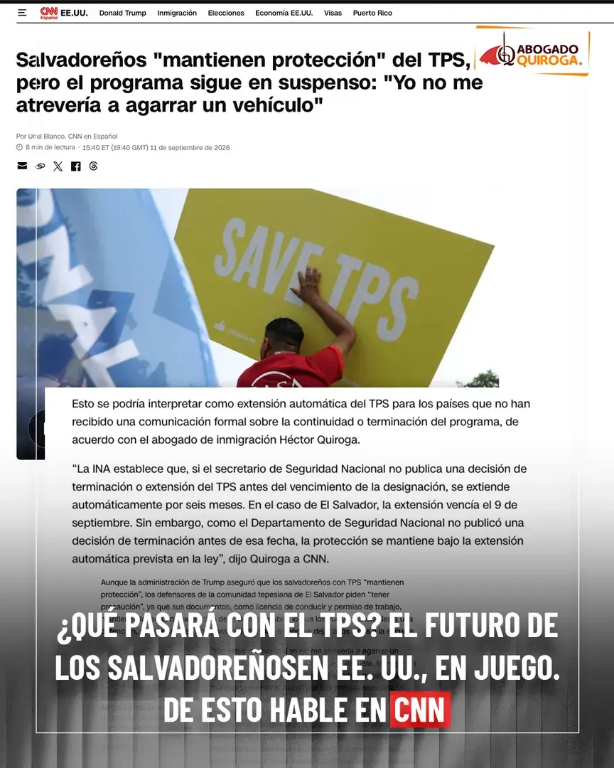 En CNN: Salvadoreños mantienen protección del TPS, pero el programa sigue en suspenso.